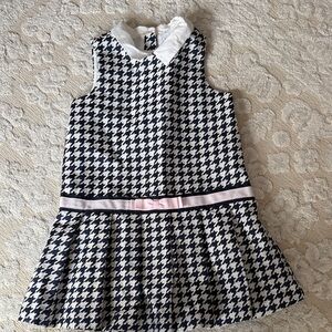 Janie and Jack Classic Houndstooth Dress with Pink Accent